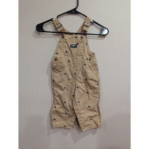 Baby boys breakaway khaki overalls w/jet airplane embroidery detail 24 months